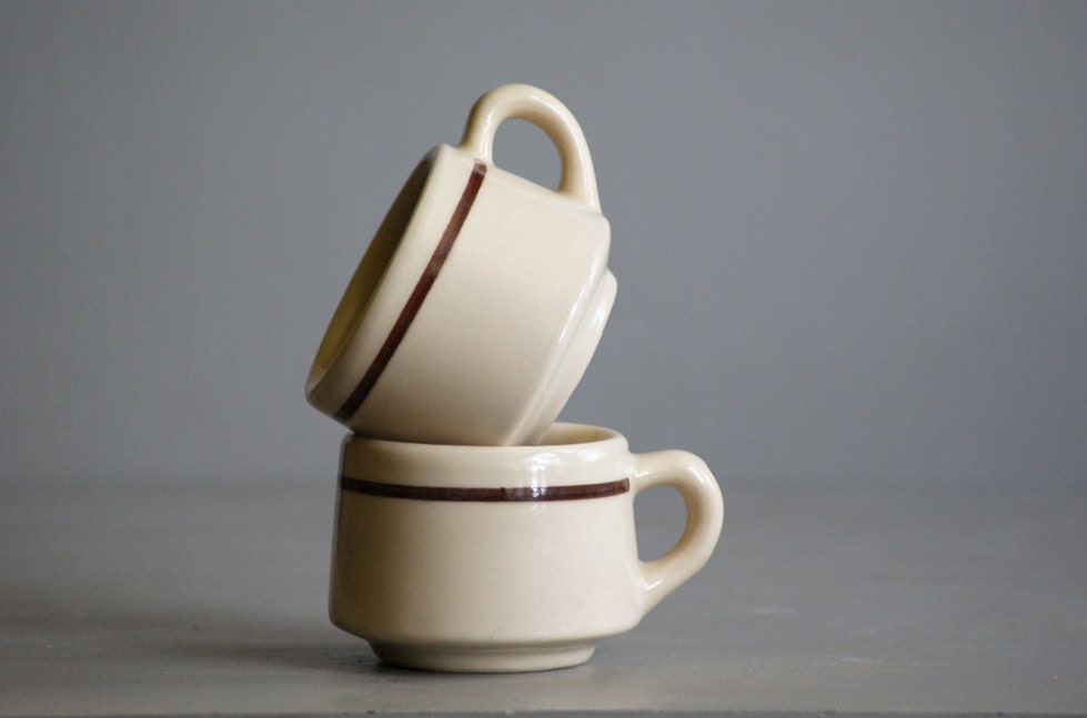 Striped Restaurant Mugs