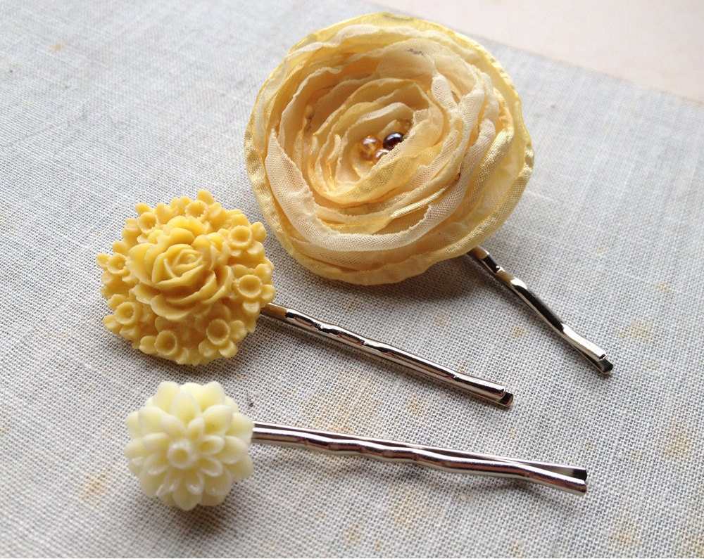 Butter Cream Yellow Bobby Pin Set - Made to Order