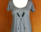 Arrows Short Sleeve Drape Top- tshirt- tunic- screen printed arrow- shirt