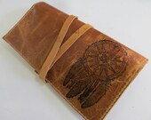 leather checkbook wallet pocketbook custom handprinted