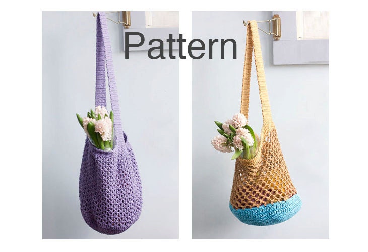 Two Market Bag Crochet Patterns, Get Both Patterns, Book Bag, Beach Bag, Crocheted Tote Pattern
