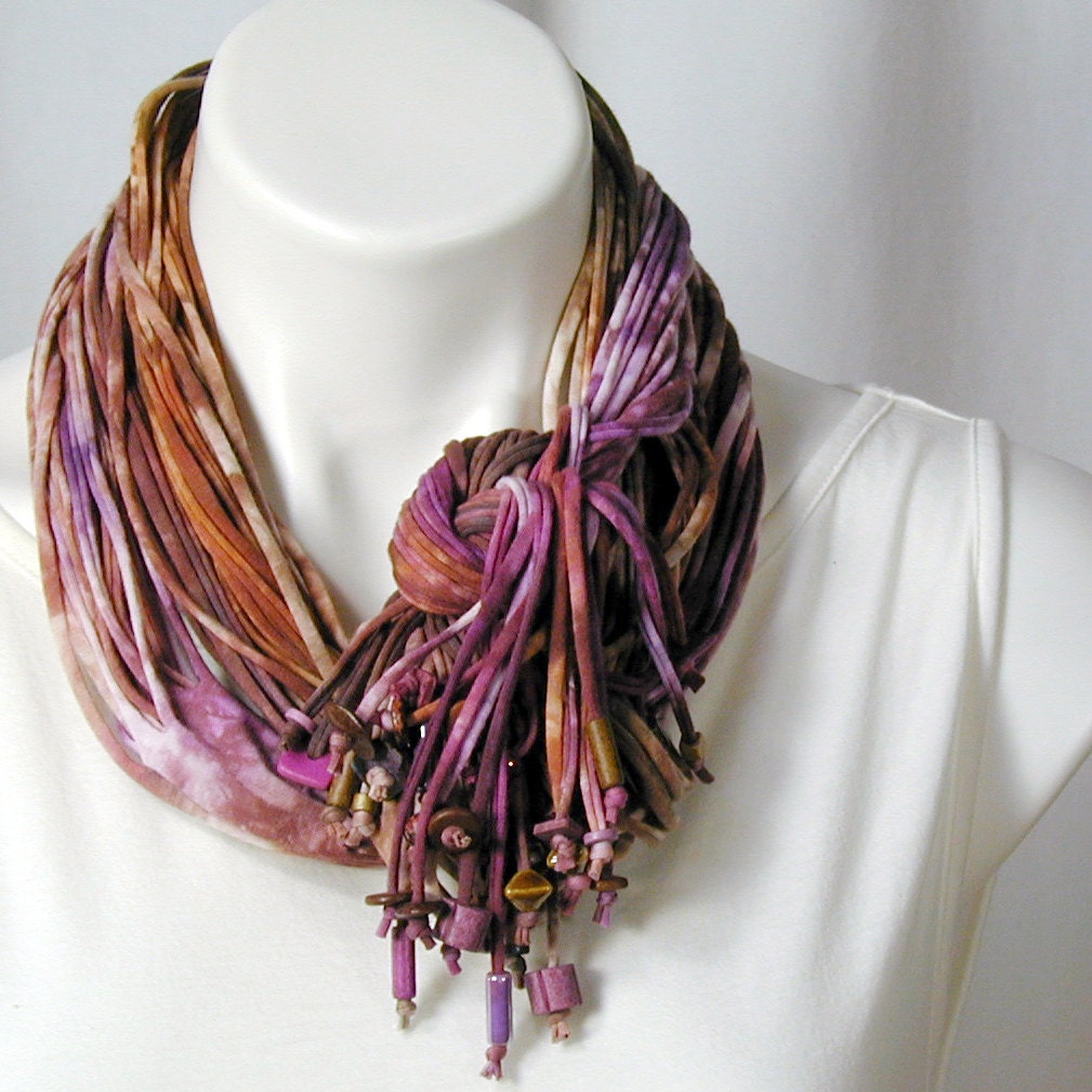 The Soba Scarf in Caramel and Boysenberry