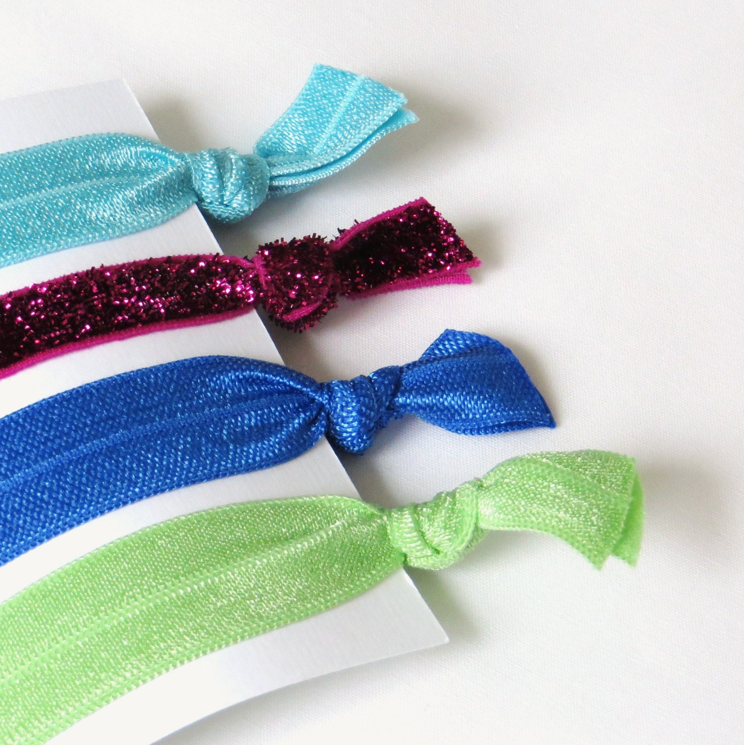 Summer Brights. Hair Ties. Set of 4 Elastic Hair Ties.