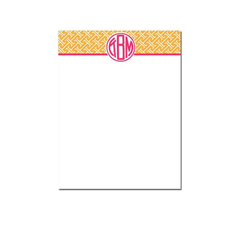 Modern Monogram Notecard - set of 24 printed flat notecards on heavy card stock- with envelopes - Personalized Note Cards
