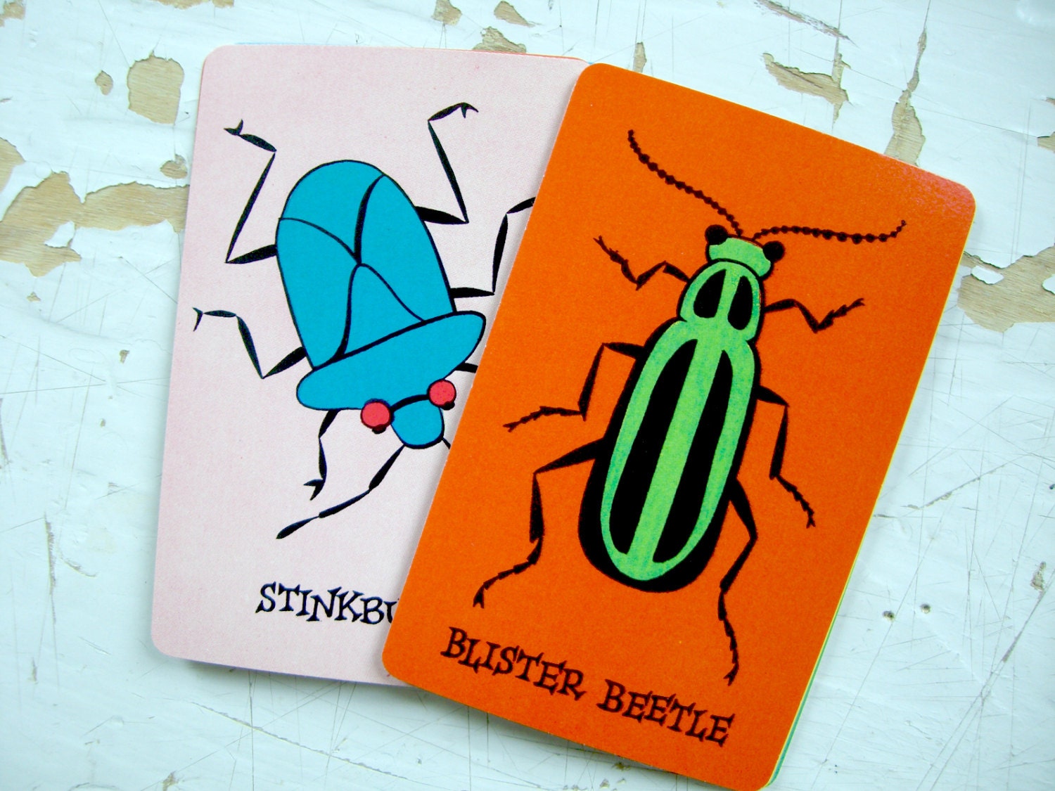 Bugs, Spiders, and Flies OH MY-   Vintage Childrens Playing Cards From The Game SKEETER, Set of 8 Cards