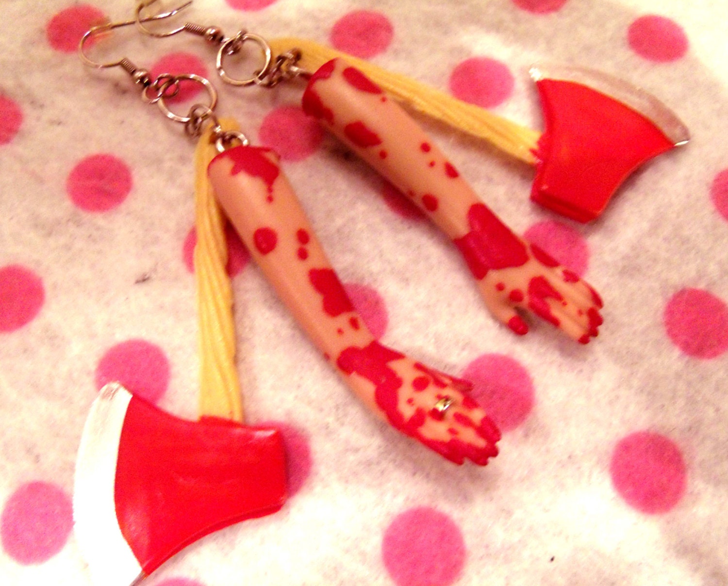 PRE ORDER Barbie Serial Killer Arm And Hatchet Horror Earrings