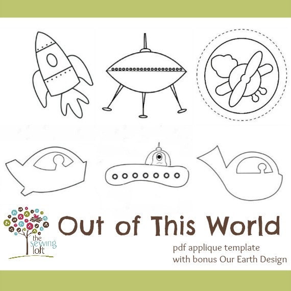 Out Of This World Applique Template Design Pack -Instant Download PDF File