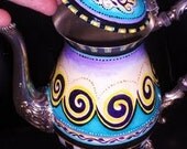 Ooak hand painted silver plated tea service set