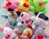 Nine Felt Animal Softies Sewing Pattern - Spring Animals - PDF ePATTERN for Pig, Cow, Chicken, Sheep, Dog, Cat, Frog, Bunny & Chick