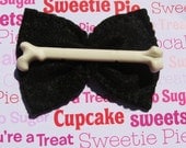 Black Bone Hair Bow Clip