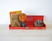 vintage red industrial metal tool box