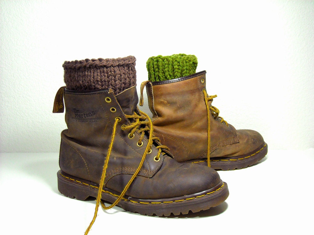 Evergreen Boot Cuffs, Knit Leg Warmers for Men or Women