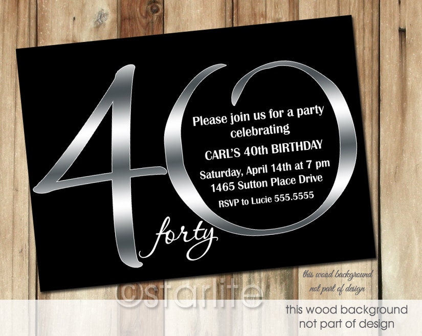 Milestone Birthday invitation, MODERN NUMBER Silver Gray Black - 20th, 30th, 40th, 50th, 60th any age - PRINTABLE Invitation Design