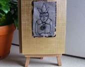 Clown - original embroidered card