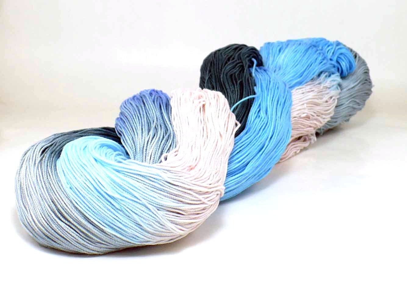 150 Yards Hand Dyed Thread Cotton Crochet Thread Size 10 3 Ply Specialty Thread Blue Pink Gray Grey Hand Painted Cotton Yarn