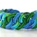 Crochet Bracelet Fiber Bracelet Faux Chainmail Irish Lace Fine Thread Bracelet Royal Blue Green Sea Colors