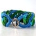 Crochet Bracelet Fiber Bracelet Faux Chainmail Irish Lace Fine Thread Bracelet Royal Blue Green Sea Colors