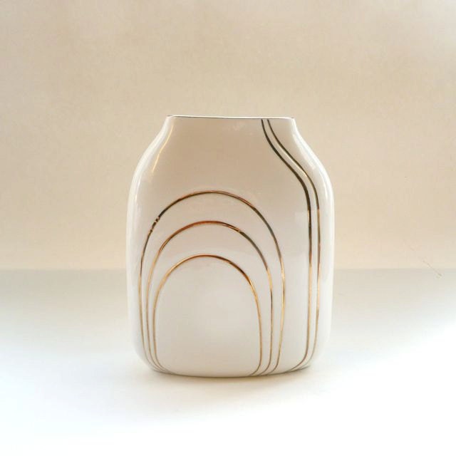 White and Gold Porcelain Vase Royal Porzelane