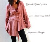 I am yours .... Long sleeve asymmetric blouse...Mix silk All colour All size