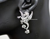 NEW - Pegasus Earrings - Made in USA Greek Winged Horse God Components - Antique Sterling Silver Plated Brass