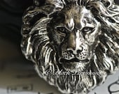The Lion Necklace - American Made Antique Sterling Silver Plated Brass Stamping