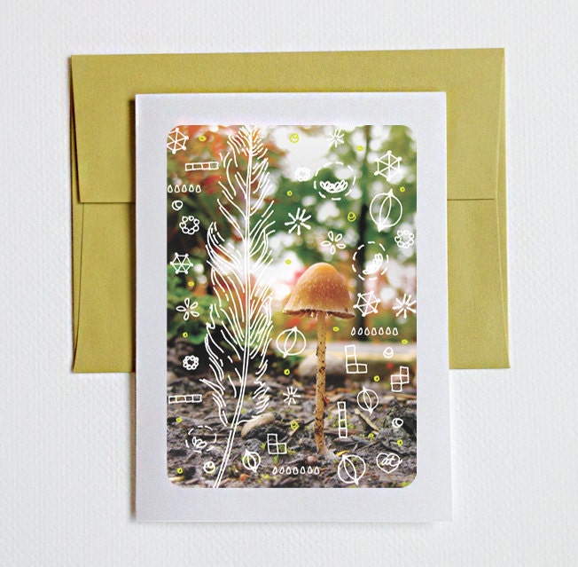 Dainty Mushroom - blank greeting card
