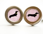 Father's Day Dachshund dog on your cufflinks on pink -  Mens Cufflinks, Cufflinks for Dad, Husband, Wedding gift, Novelty cufflinks