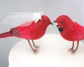 One Of A Kind - Breezy Love Birds Wedding Cake Topper in Ruby Red : Rustic Bride & Groom Wedding Cake Topper and Ornament OOAK
