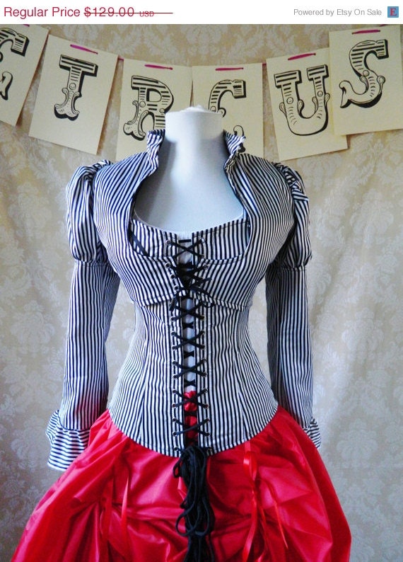 Clearance Sale Steampunk Victorian black white stripe jacket-size medium, ready to ship