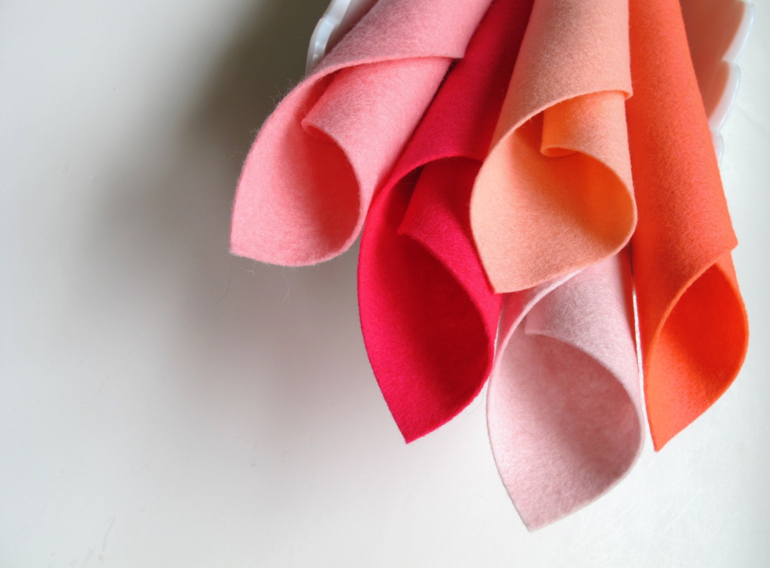 Wool Felt Fabric Set - Shades of Coral Pink  - Coral Felt, Blush Pink Felt, Hot Pink Felt