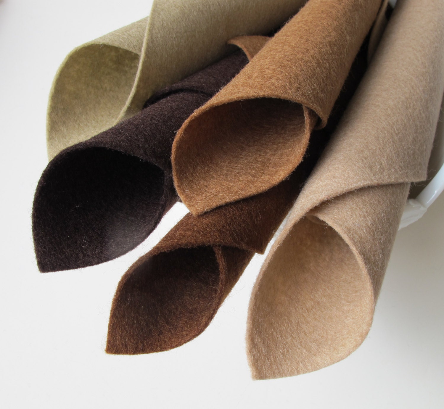 Wool Felt Fabric Sheets - Chocolate Color Story - Merino Wool Felt Squares 8 x 12 - plush felt supply