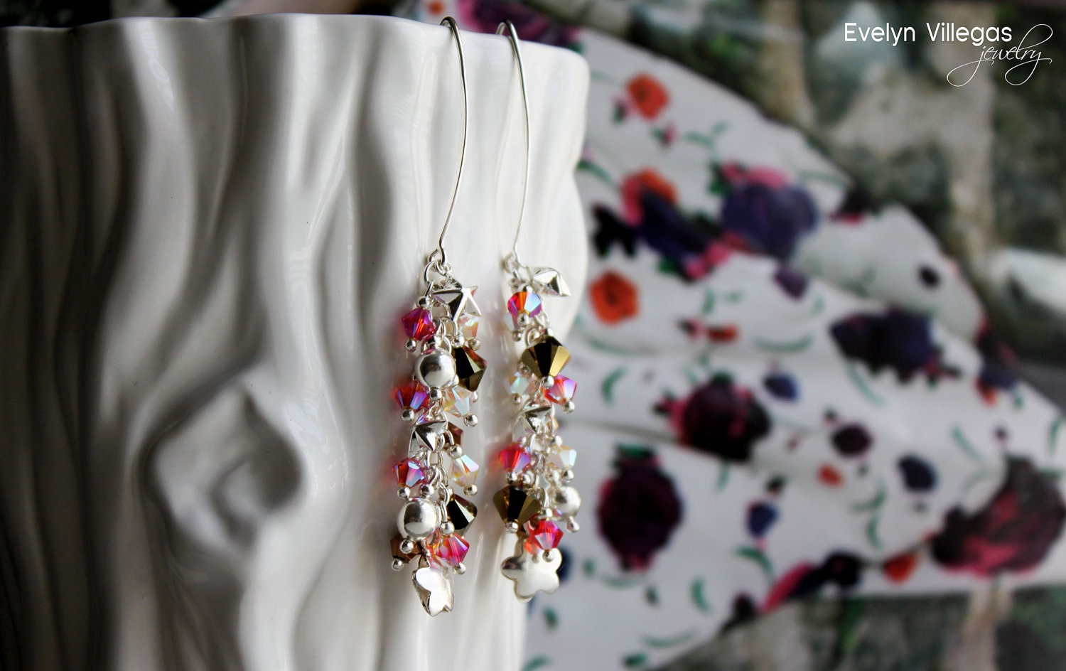 Stunning cascade Swarovski Sterling Silver Earrings