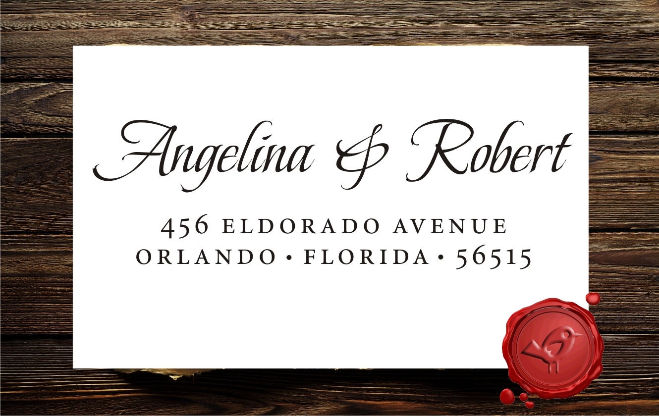 Custom calligraphy personalized  address wood handle mounted rubber stamp - style 1172N
