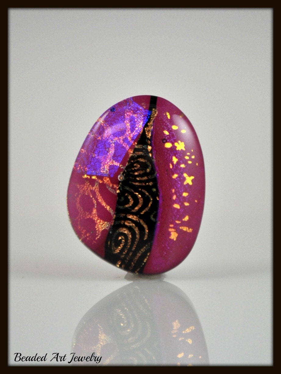 Fused Dichroic Art Glass Cabochon