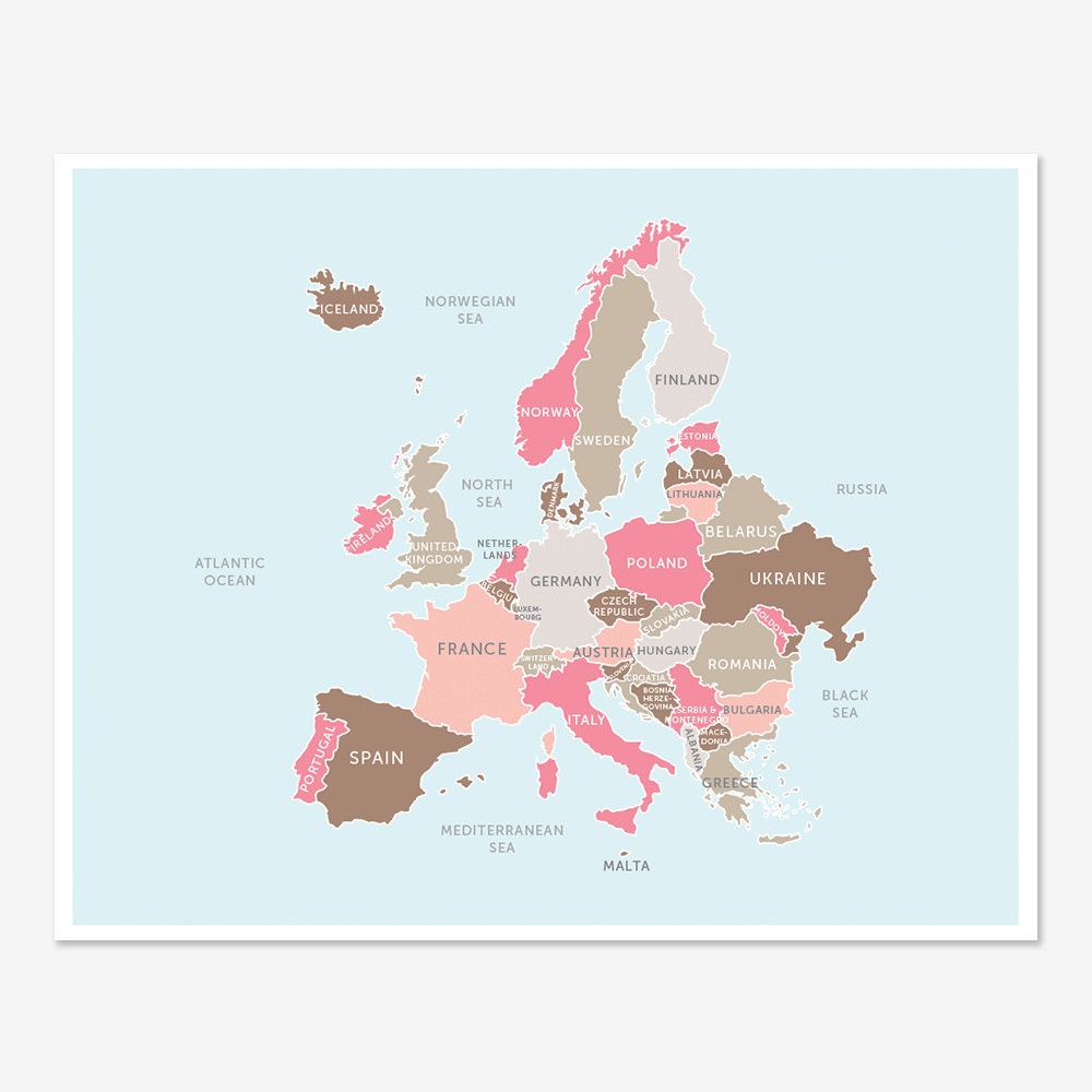 Map of Europe (pinks and browns)