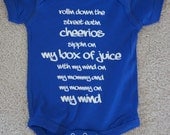 Baby Onesie - Rollin Down the Street Eatin Cheerios - Royal Blue Girl Boy Bodysuit Toddler Children clothes