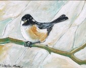 Chickadee Painting Entitled One Chickadee  5 x 7 ready to frame
