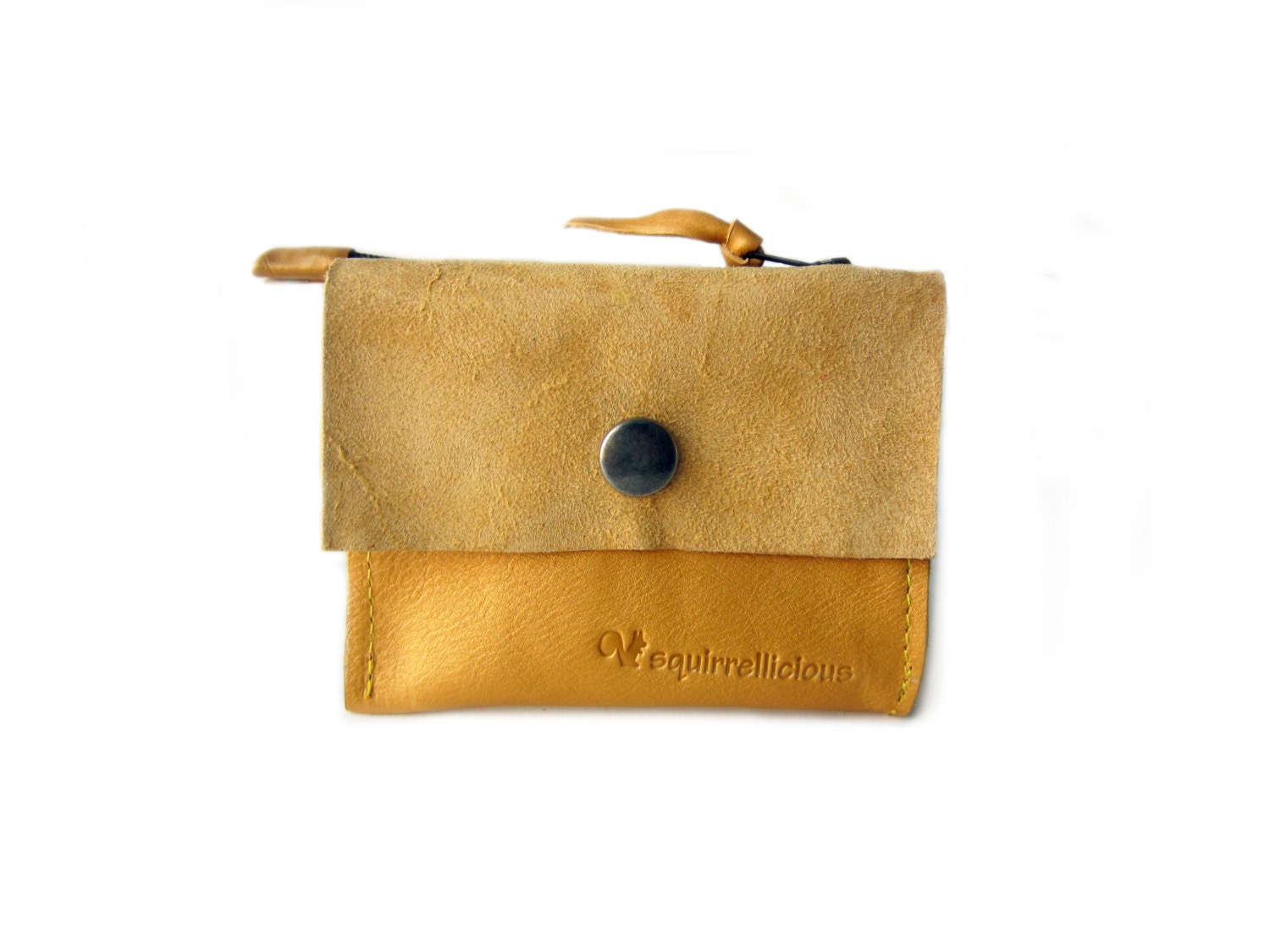 yellow leather wallet screenprint bird wallet