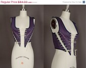 25% Off Sale Vintage 1960s corset, 60s corset dirndl top floral navy blue costume vest