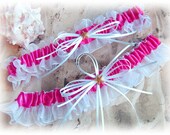 Starfish Beach Wedding Garters Bridal Keepsake and Toss Garter Set, Hot Pink Wedding Color, Destination Wedding