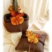 Rustic Wedding Earthy Burlap Ring Bearer Pillow and Flower Girl Basket, Chocolate Brown and Burnt Orange, Fall Leaves Weddings