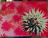Summer Dahlia Silkscreen Print - Limited Edition - Signed and Numbered - Pink - Red - Flowers