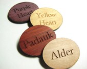 premium exotic hardwood tags engraved with your brand name use as label button or hangtag 1 inch x 30 pieces