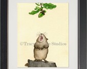 Yummy Acorn - 8x10 archival watercolor print by Tracy Lizotte