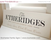 ON SALE Established Family Sign With First Names and Wedding Date - Painted Wood Sign - Perfect Mothers Day Gift Idea - Item Number ETS-122