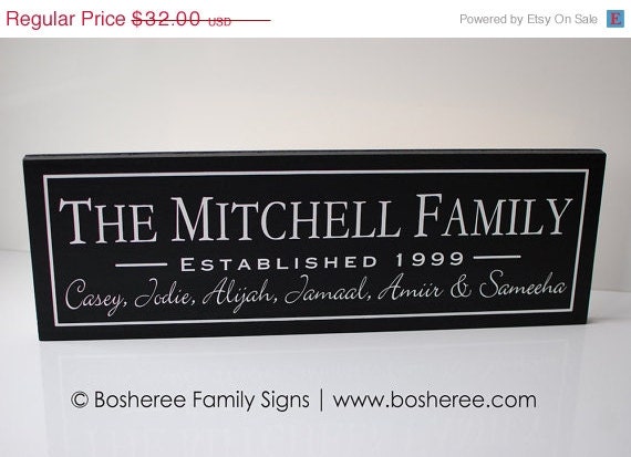 ON SALE Personalized Family Name Sign Custom Wood Plaque with Established Date - Perfect Wedding Gift Idea - ETS-86