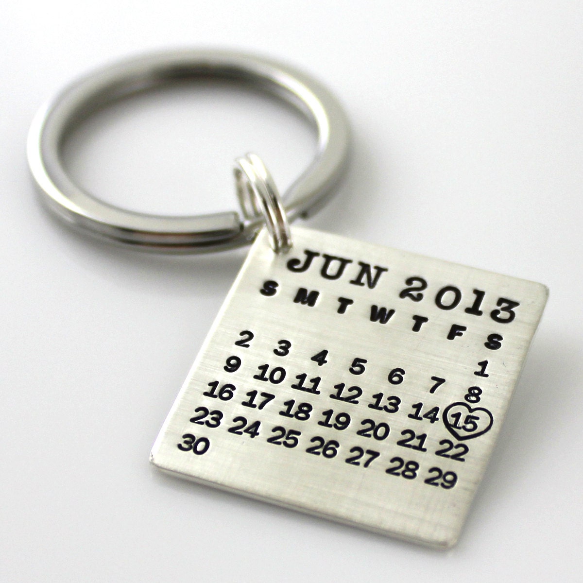 Keychain, hand stamped and personalized - Mark Your Calendar Keychain personalized sterling silver keychain - save the date