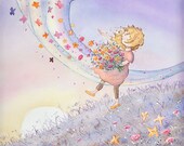 Spread your wings: Nursery Art Print - Children's Art - Girl's Room - Home Decor - Flowers - Butterflies  - 8 X 10