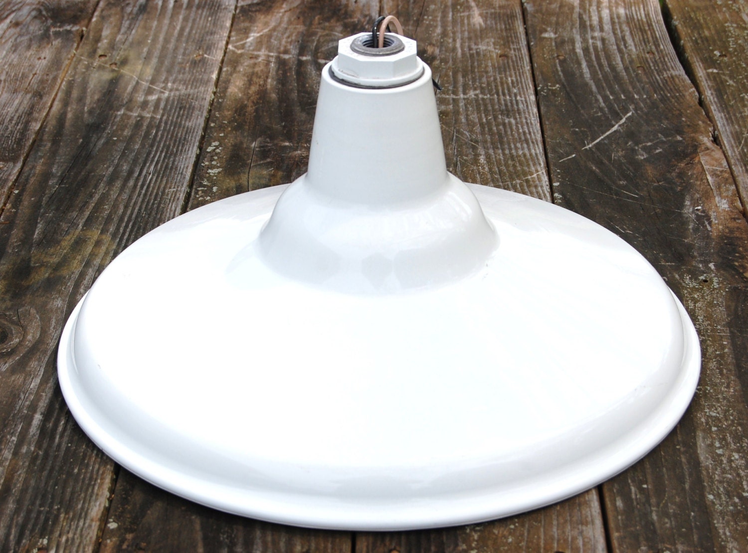 16 inch White Metal Industrial Salvaged Shades