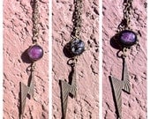 17&1/2" light purple Dichroic glass lightning bolt necklace